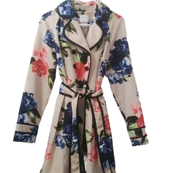 Elle Jackets & Blazers - ELLE Floral Pea coat M